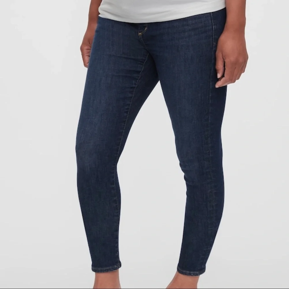 GAP Maternity Full Panel Jegging Dark Indigo Wash Pockets-26 Regular - Picture 1 of 11